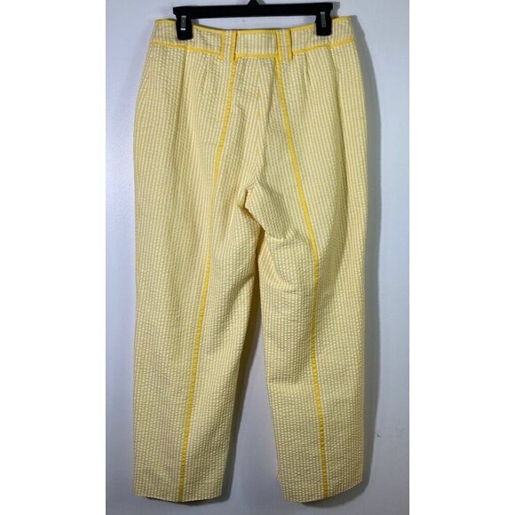 Womens Vintage Spenser Jeremy Seer Sucker Lined Pants Yellow White Stripe 8 - Picture 2 of 8
